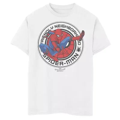 Marvel Boys 8-20 Marvel Spider-Man Homecoming Friendly Neighbor Badge Graphic Tee, Boy's, Size: Small, White