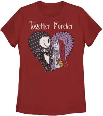 Disney Juniors' Disney The Nightmare Before Christmas Jack & Sally Together Graphic Tee, Girl's, Size: XL, Red