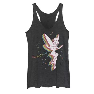 Licensed Character Juniors' Disney's Peter Pan Tinkerbell Rainbow Free As Can Be Graphic Tank, Girl's, Size: Small, Oxford