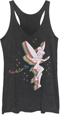 Licensed Character Juniors' Disney's Peter Pan Tinkerbell Rainbow Free As Can Be Graphic Tank, Girl's, Size: XXL, Oxford