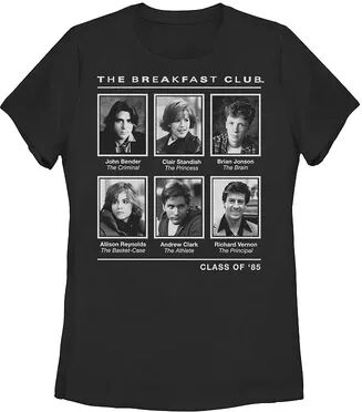 Licensed Character Juniors' Breakfast Club Year Book Club Photos Graphic Tee, Girl's, Size: Medium, Black