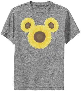 Disney s Mickey Mouse & Friends Boys 8-20 Mickey Sunflower Ears Performance Graphic Tee, Boy's, Size: Large, Dark Grey