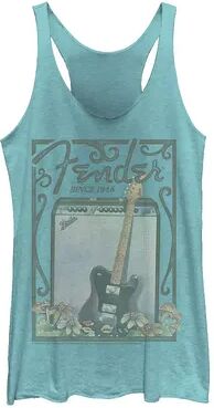 Licensed Character Juniors' Fender Since 1946 Floral Poster Tank, Girl's, Size: XXL, Blue