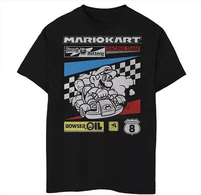 Licensed Character Boys 8-20 Nintendo Mario Kart Racing Team Poster Tee, Boy's, Size: Medium, Black