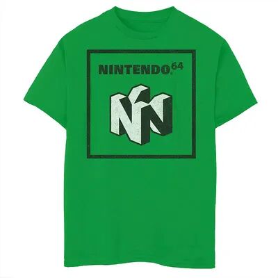 Licensed Character Boys 8-20 Nintendo 64 Logo Black & White Element Tee, Boy's, Size: Large, Green