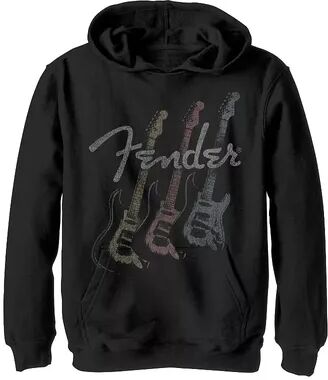 Licensed Character Boys 8-20 Fender Stacked Guitar Faded Logo Hoodie, Boy's, Size: Large, Black