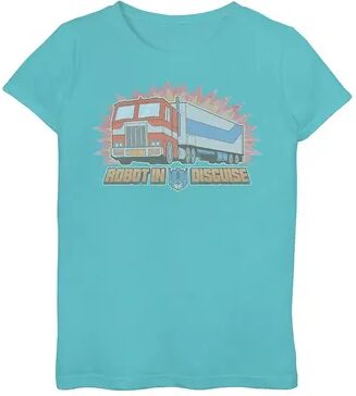 Licensed Character Girls 7-16 Transformers Optimus Prime Robot In Disguise Tee, Girl's, Size: XL, Blue