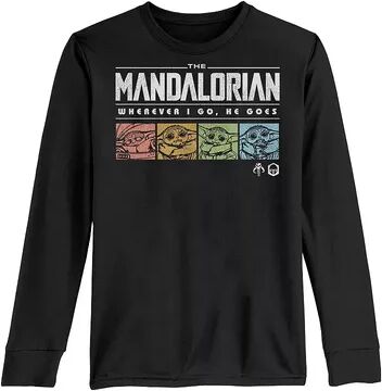 Licensed Character Boys 8-20 Star Wars The Mandalorian The Child AKA Baby Yoda Retro Pop Logo Tee, Boy's, Size: Large, Black