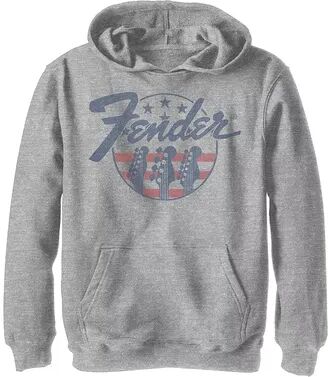 Licensed Character Boys 8-20 Fender Guitars & Stripes Circle Logo Hoodie, Boy's, Size: XL, Grey