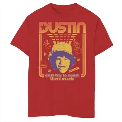 Licensed Character Boys 8-20 Stranger Things Dustin Floating Head Resist The Pearls Star Graphic Tee, Boy's, Size: XS, Red