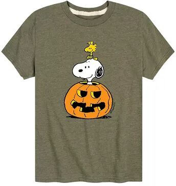 Licensed Character Boys 8-20 Peanuts Snoopy Woodstock Halloween Tee, Boy's, Size: Small, Green