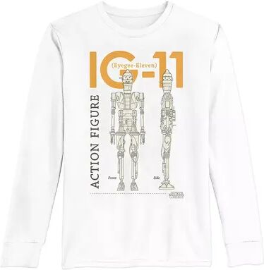 Licensed Character Boys 8-20 Star Wars The Mandalorian IG-11 Action Figure Long Sleeve Graphic Tee, Boy's, Size: XL, White