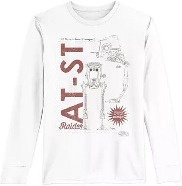 Licensed Character Boys 8-20 Star Wars The Mandalorian AT-ST Action Figure Long Sleeve Graphic Tee, Boy's, Size: XL, White