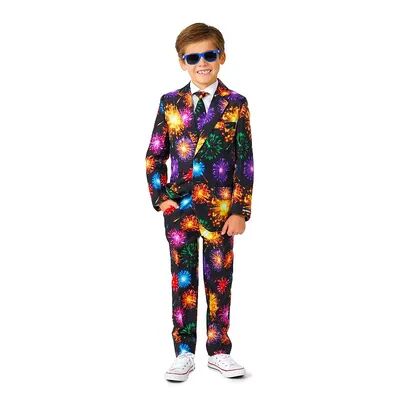 Suitmeister Boys 4-16 Suitmeister Fireworks Black New Year's Party Jacket, Pants & Tie Suit Set, Boy's, Size: 14-16