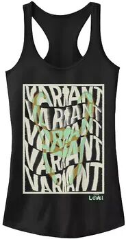 Licensed Character Juniors' Marvel Loki Variant Word Stack Square Loki Horns Racerback Tank Top, Girl's, Size: Small, Black