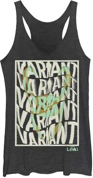 Licensed Character Juniors' Marvel Loki Variant Word Stack Square Loki Horns Racerback Tank Top, Girl's, Size: Large, Black