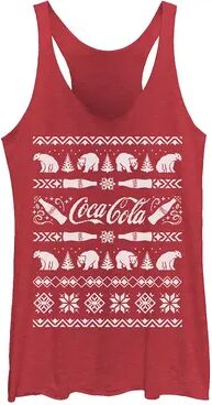 Licensed Character Juniors' Coca-Cola Ugly Sweater Polar Bear Bottles Tank Top, Girl's, Size: XXL, Dark Red