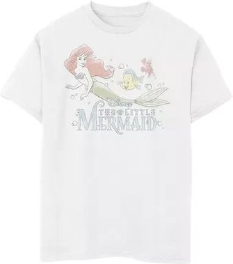 Disney Boys 8-20 Disney The Little Mermaid Watercolor Group Portrait Graphic Tee, Boy's, Size: Large, White