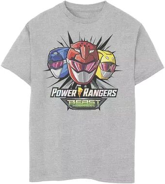 Licensed Character Boys 8-20 Power Rangers Beast Morphers Helmets Graphic Tee, Boy's, Size: Large, Grey