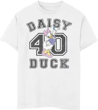 Disney s Daisy Duck Boys 8-20 Varsity Text # 40 Graphic Tee, Boy's, Size: Medium, White