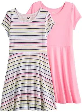 SO Girls 6-20 SO 2-Pack Skater Dresses in Regular & Plus, Girl's, Size: XXL(18/20), Pink