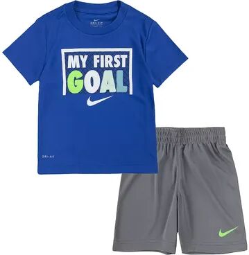 Nike Toddler Boys Nike Dri-FIT Sports Graphic Tee & Shorts Set, Toddler Boy's, Size: 2T, Med Grey