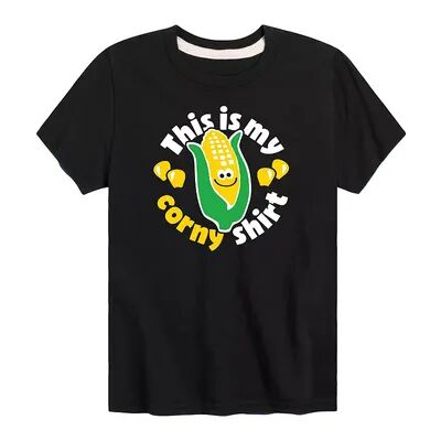 Licensed Character Boys 8-20 This is my Corny Shirt Graphic Tee, Boy's, Size: Large, Black