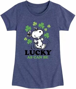 Licensed Character Girls 7-16 Peanuts Lucky As Can Be Graphic Tee, Girl's, Size: XL, Blue