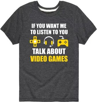 Licensed Character Boys 8-20 Talk About Video Games Tee, Boy's, Size: Small, Grey