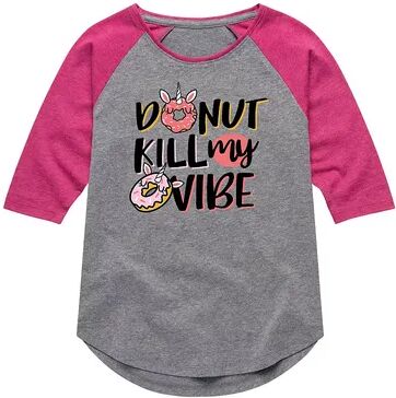 Licensed Character Girls 7-16 Donut Kill My Vibe Raglan Graphic Tee, Girl's, Size: Small, Med Grey