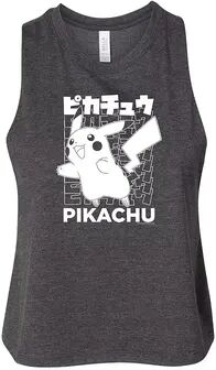 Licensed Character Juniors' Pokémon Pikachu Cropped Graphic Tank, Girl's, Size: XXL, Dark Grey