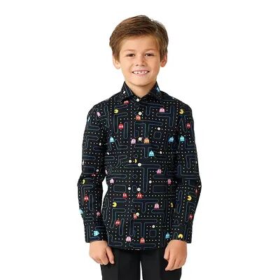 OppoSuits Boys 2-8 OppoSuits PACMAN Button-Up Dress Shirt, Boy's, Size: 4, Black