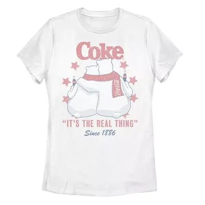 Licensed Character Juniors' Coca-Cola Polar Bears Hugging It's The Real Thing Tee, Girl's, Size: XXL, White