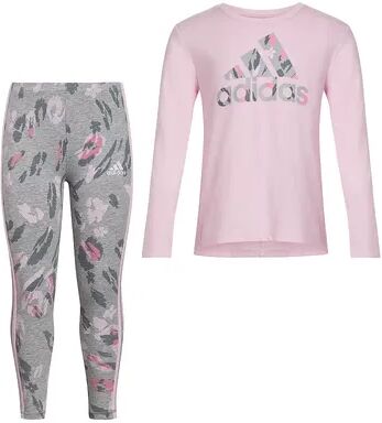 adidas Girls 4-6x adidas Long Sleeve Swing Tee & Leggings Set, Girl's, Med Pink