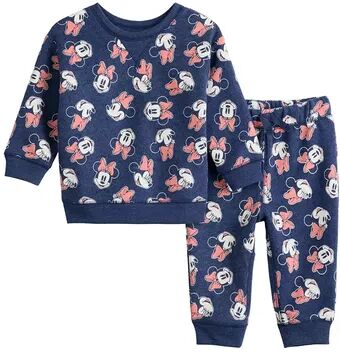 Disney Baby Girl Disney Minnie Mouse Fleece Allover Print Sweatshirt & Jogger Pants Set by Jumping Beans , Infant Girl's, Size: Newborn, Dark Blue