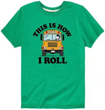 Licensed Character Boys 8-20 Peanuts This Is How I Roll Bus Graphic Tee, Boy's, Size: Small, Med Green