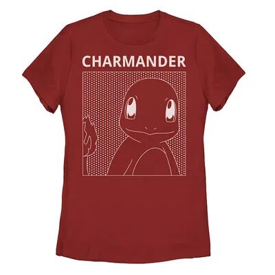Licensed Character Juniors' Pokémon Charmander Dotted Comic Box Graphic Tee, Girl's, Size: Small, Red