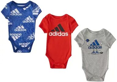 adidas Baby Boy adidas 3-Pack Badge of Sport Rompers, Infant Boy's, Size: 6 Months, Dark Red