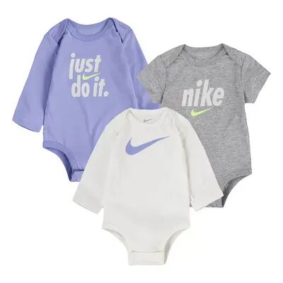 Nike Baby Nike Bodysuit 3-Pack Set, Boy's, Size: 6 Months, Lt Purple