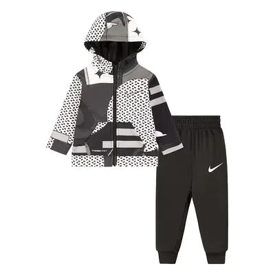 Nike Baby Boy Nike All Day Play All Over Print Hooded Jacket & Jogger Pants Set, Boy's, Size: 12 Months, Grey