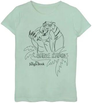 Disney Girls 7-16 Jungle Book Shere Khan Sketch Graphic Tee, Girl's, Size: XS, Green