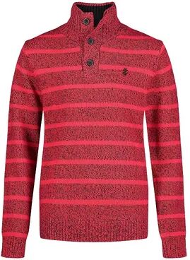 IZOD Boys 8-20 IZOD Striped Marled 1/4-Button Sweater, Boy's, Size: XXS (4-5), Dark Red