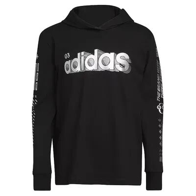 adidas Boys 8-20 adidas Exit Game On Hooded Tee, Boy's, Size: Small, Grey