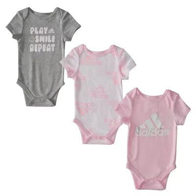 adidas Baby Girl adidas 3-Pack Rompers, Infant Girl's, Size: 6 Months, Dark Pink