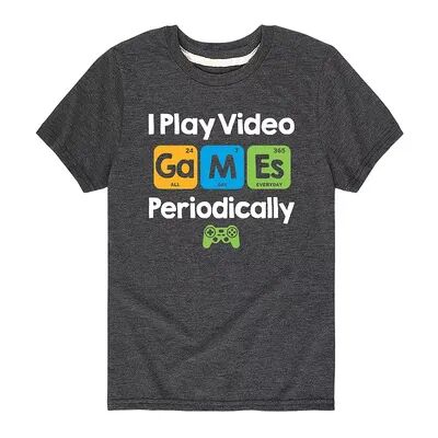 Licensed Character Boys 8-20 Play Video Games Periodically Tee, Boy's, Size: Small, Dark Grey