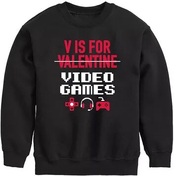 Licensed Character Boys 8-20 V Is For Video Games Fleece Sweatshirt, Boy's, Size: XL, Black