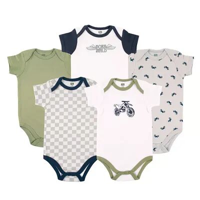Hudson Baby Infant Boy Cotton Bodysuits 5pk, Dirt Bike, Infant Boy's, Size: 9-12Months, Brt Blue