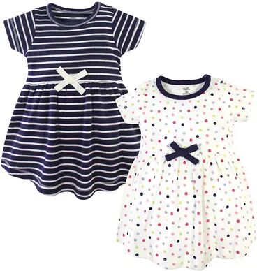 Touched by Nature Baby and Toddler Girl Organic Cotton Short-Sleeve Dresses 2pk, Colorful Dot, Toddler Girl's, Size: 3T, Brt Blue