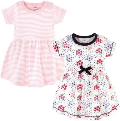 Touched by Nature Baby and Toddler Girl Organic Cotton Short-Sleeve Dresses 2pk, Floral Dot, Toddler Girl's, Size: 5T, Med Pink