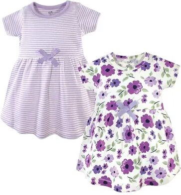 Touched by Nature Baby and Toddler Girl Organic Cotton Short-Sleeve Dresses 2pk, Purple Garden, Toddler Girl's, Size: 2T